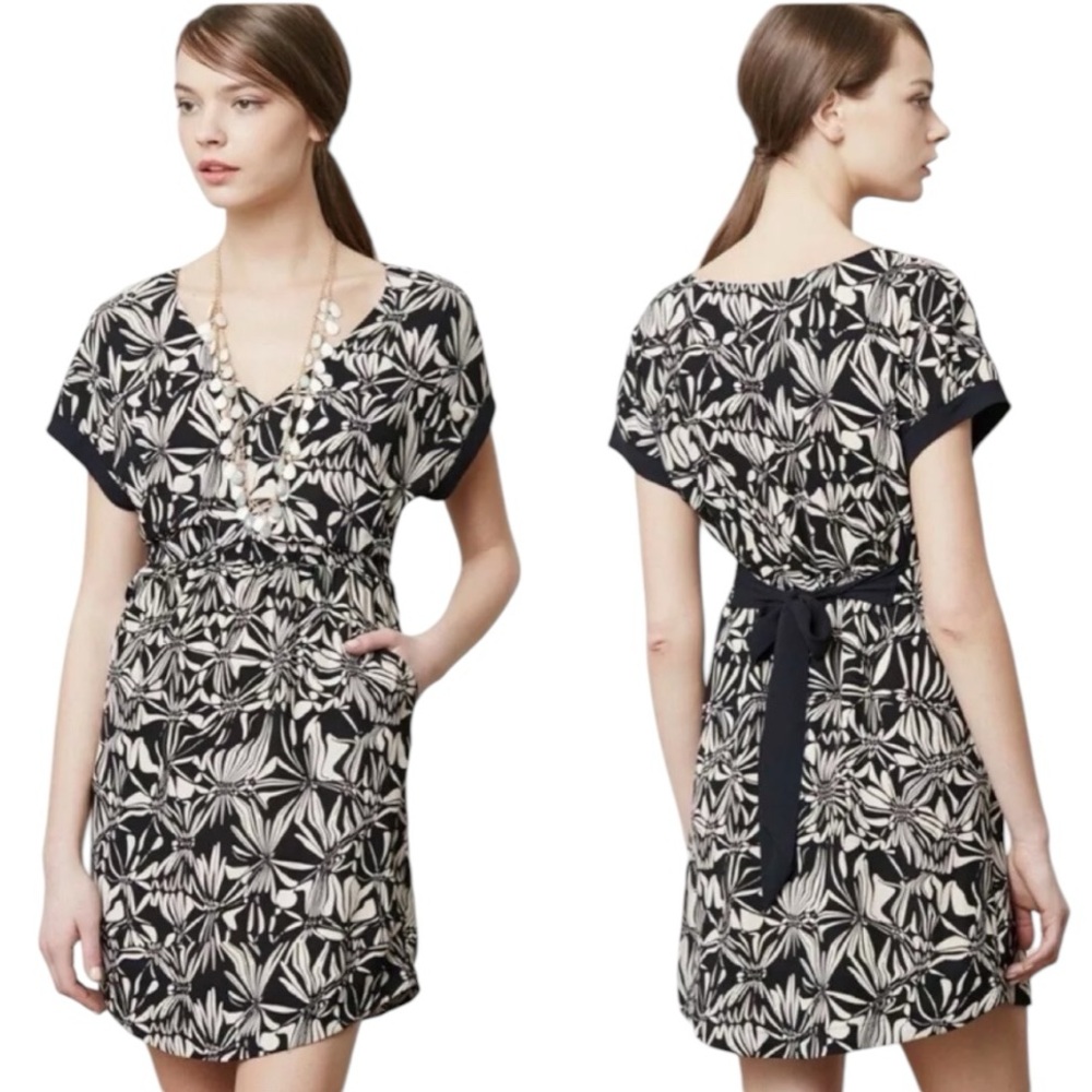 Anthropologie Postmark‎ Sonata Tie-Back Mini Dress Size Small
